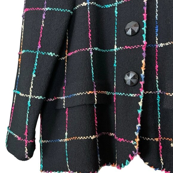 Vtg The Michael Collection Buttoned Knit Cardigan Jacket Black Multicolor Size L - Picture 4 of 6